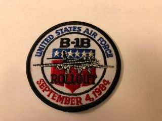 Usaf Vintage B - 1b Rollout Sept 4,  1984 - Sew On Patch