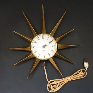 Sessions Atomic Starburst Mid - Century Modern Wall Clock Sunburst Art Deco