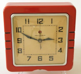 Vintage Art Deco Machine Age General Electric Telechron Metal Wall Clock 2f04