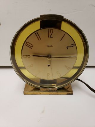 Vintage Westclox Alarm Clock Oracle Glass & Brass 1947 Amber Colored