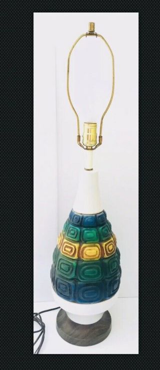 Vintage Ceramic Art Pottery Mid Century Modern Tiki Pineapple Table Lamp Exc