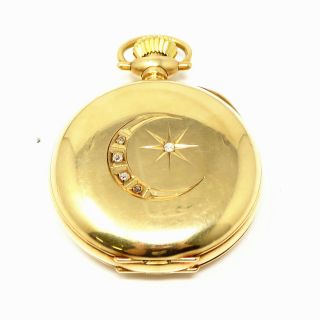 Nyjewel Waltham 14k Yellow Gold Vintage Antique Pocket Watch W Diamond 48g Runs