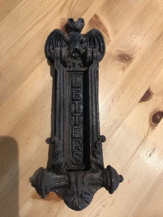 Antique Gothic Bat Cast Iron Door Knocker/letterbox From Kenrick No.  422