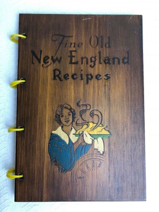 Vintage 1976 Fine Old England Recipes Cookbook With Primitive Wood Covers