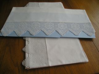 Gorgeous Pillowcases Vintage White Cotton Hand Crochetlace Trim
