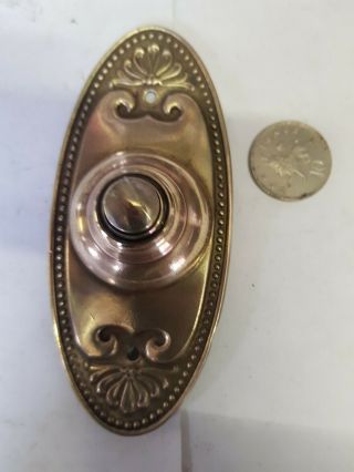Victorian Antique Solid Brass `press` Door Bell Push Switch Push