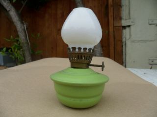 Vintage Small Oil Lamp With Weighted Base,  And White Globe - - Beccoming Scarce