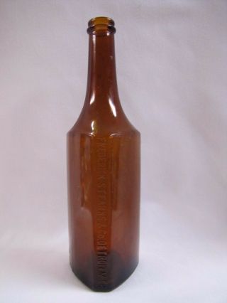 Antique Medicine Bottle Amber Glass Pharma Frederick Stearns & Co Detroit 1900s