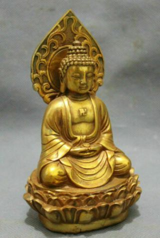 Collect gold - plated bronze pray bless shakyamuni Buddha statue in Tibet 5.  5inch 6