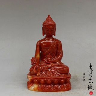 5 " China Hand - Carved Shoushan Stone Medicine Buddha Statue Sculpture Sl