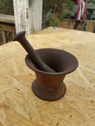 Vintage Cast Iron Pestle And Mortar Pill Crusher