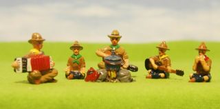 6 Piece Boy Scout Band By Campfire Set Beauty Britains Scale Lead Figures (351