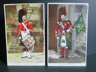 British Black Watch Soldier - Orthochrome Colorized Postcards - 1890s - 1910s - X2