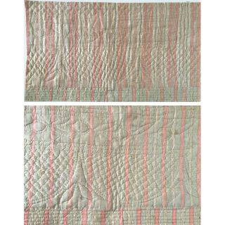 Antique 18th C.  French 2 Sided Quilted Silk Stripe Fabric (2684)