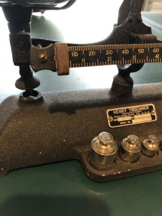 Antique Pharmacy Apothecary Henry Troemner BALANCE SCALE w Weights Cast Iron 2