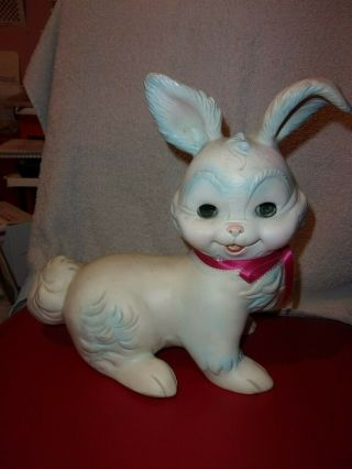 Vintage 1961 Edward Mobley Large Bunny Rabbit Squeaky Toy W/ Open & Close Eyes