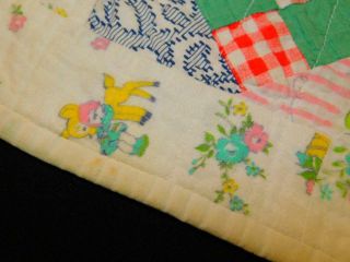DARLING Antique Vintage Handmade 9 Patch FLANNEL DOLL Crib Table QUILT Novelty 5