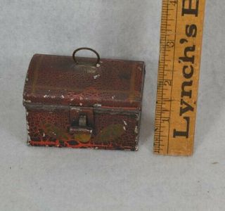 Antique Tin Document Box Miniature Sample Painted 2.  75 " Rare Vg