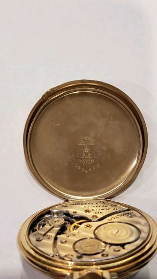 Vintage 17 Jewels 917 Hamilton 14K Gold Filled Pocket Watch SNOWWIS Chain X65396 6