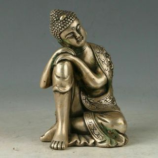 Chinese Silver Copper Hand Carved Kwan - Yin Statue W Qianlong Mark