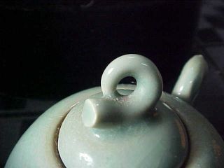 Vintage Chinese Celadon Green Crackle Style TEAPOT - Small w/ Floral Design 4