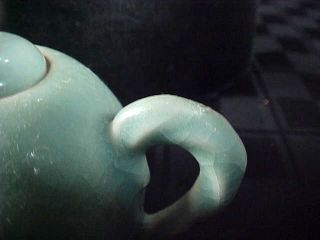 Vintage Chinese Celadon Green Crackle Style TEAPOT - Small w/ Floral Design 5