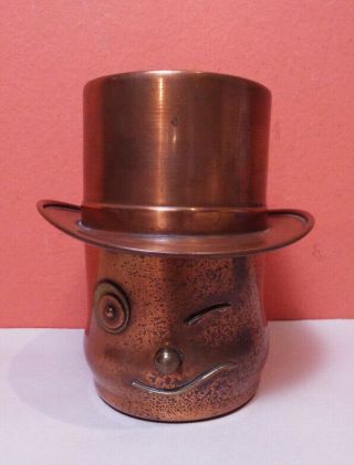Vintage Higgins California Wink Face Copper Tea Caddy Arts & Crafts Canister Jar