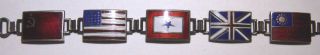 Ww2 Son In Service / Allied Flags Enameled Sterling Silver Sweetheart Bracelet