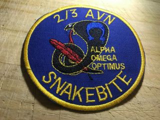 1970s/1980s? Us Army Patch - 2/3 Avn Snakebite Alpha Omega Optimus -