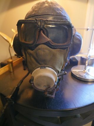 Wwii Raf Battle Of Britain Flying Helmet,  D Oxygen Mask & Mk Iiia Goggles