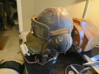 WWII RAF Battle of Britain Flying Helmet,  D Oxygen Mask & MK IIIa Goggles 2