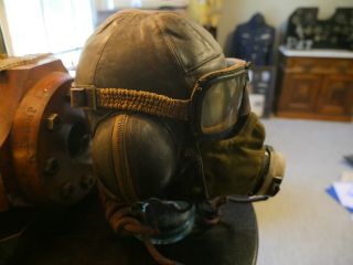 WWII RAF Battle of Britain Flying Helmet,  D Oxygen Mask & MK IIIa Goggles 3