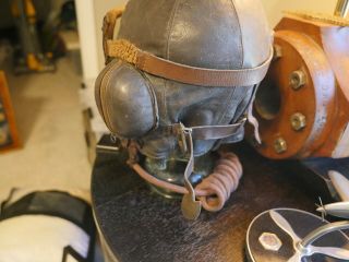 WWII RAF Battle of Britain Flying Helmet,  D Oxygen Mask & MK IIIa Goggles 9