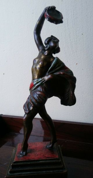 Antique Nude Deco Girl Pompeian Bronze Paul Herzel Statue Figure Sculpture