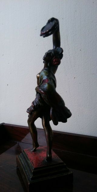 Antique Nude Deco Girl Pompeian Bronze Paul Herzel Statue Figure Sculpture 2