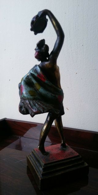 Antique Nude Deco Girl Pompeian Bronze Paul Herzel Statue Figure Sculpture 3
