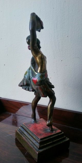 Antique Nude Deco Girl Pompeian Bronze Paul Herzel Statue Figure Sculpture 4