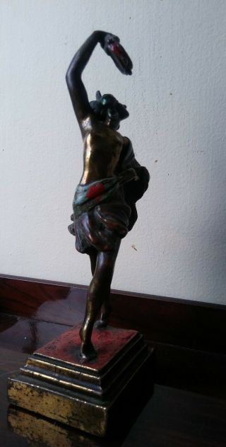 Antique Nude Deco Girl Pompeian Bronze Paul Herzel Statue Figure Sculpture 5