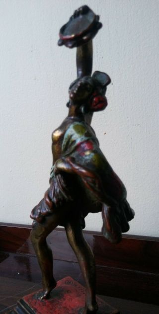 Antique Nude Deco Girl Pompeian Bronze Paul Herzel Statue Figure Sculpture 8