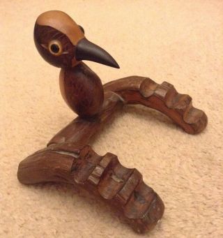 Unusual Vintage Nut Bird Art Deco Nutbird Wood Phenolic Bakelite Pen Pipe Holder