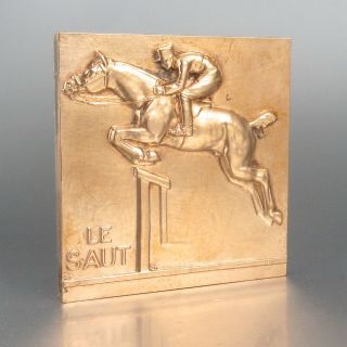 Vintage French Bronze Medal,  Equestrian Sport,  Show Horse Jumping,  Signed,  1979