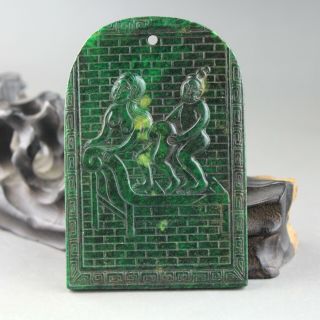 3.  3  China Old Jade Chinese Hand - Carved Man Woman Figure Jade Pendant 2076