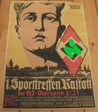 Rare Hitlerjugend HJ Poster (Plakatt) May 1934 10