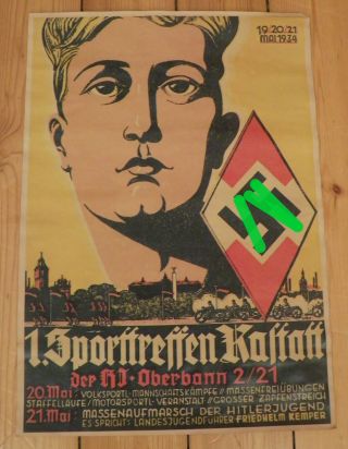 Rare Hitlerjugend Hj Poster (plakatt) May 1934