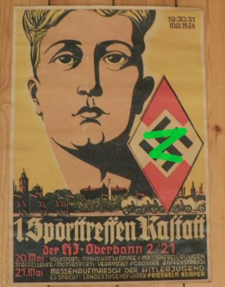 Rare Hitlerjugend HJ Poster (Plakatt) May 1934 5