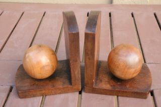 Art Deco Wooden Ball Bookends