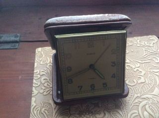 Vintage Semca 8 Day Travel Alarm Clock With Leather Case Swiss Made