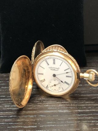 14k Solid Gold American Waltham Ornate Pocket Watch