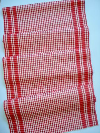 Vintage 1950’s Gingham Red/white Linen Roller Towel Fabric Length - 3 Yds