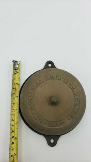 Antique Taylor ' s Patent 1860 Victorian Crank Door Bell - Patent Oct 23 1860 4